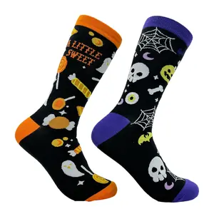 Women's A Little Spooky A Little Sweet Socks Funny Sarcastic Halloween Novelty Footwear Funny Graphic Socks Comfortable Fitted Spandex Cotton