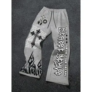 Men’s regular-fit star-print drawstring-waist joggers—casual, comfortable, breathable, suitable for all seasons