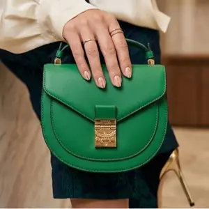 Women’s Fashion Green Structured Top Handle Flap Bag – Style #F2500