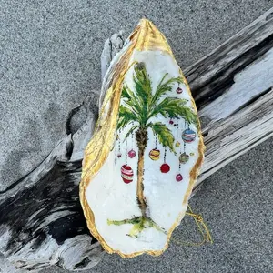 Palm tree Christmas tree oyster shell ornament