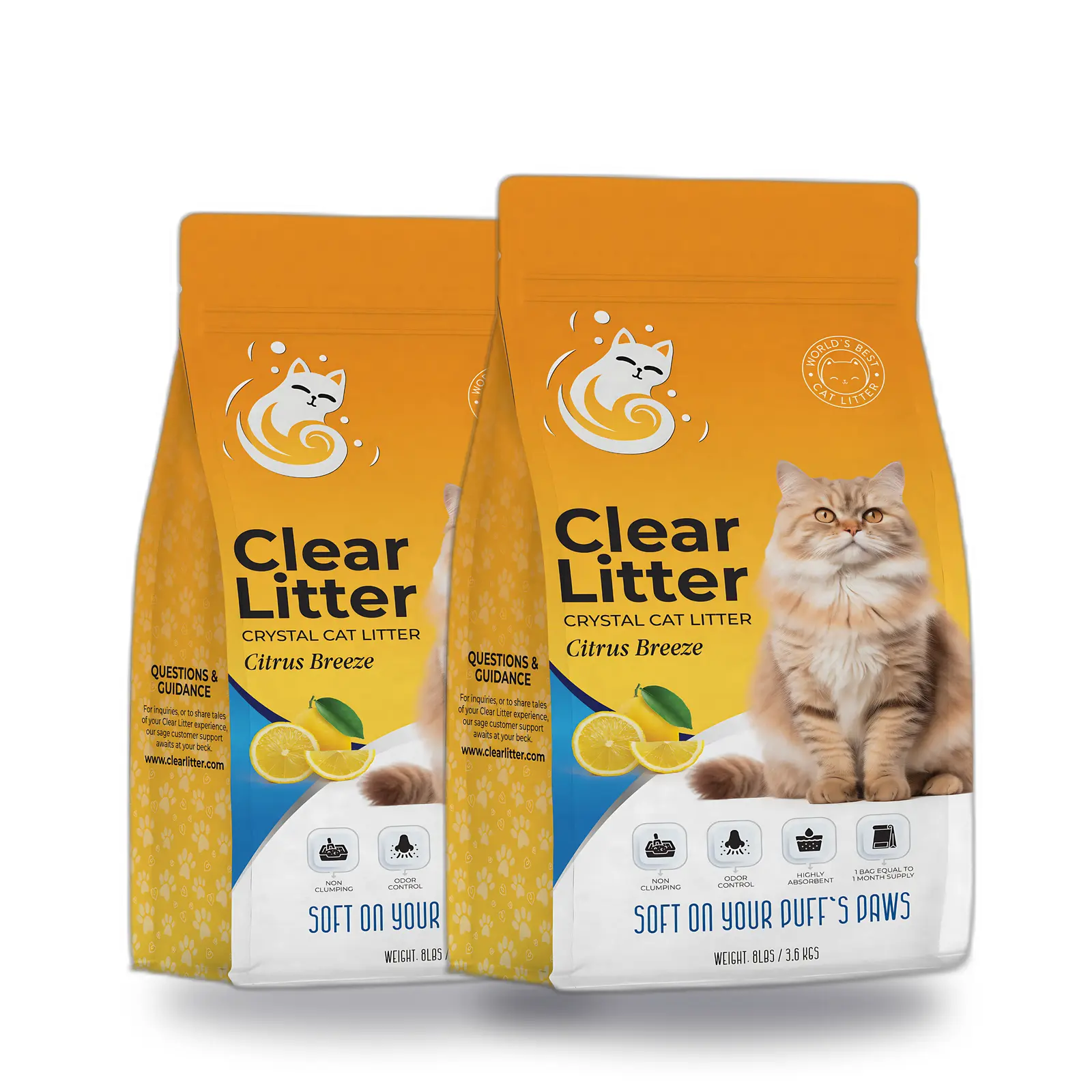 Clear Litter Scent Sampler 2-Pack Crystal Cat Litter — Pick Your Combo, Odor Control Dust-Free Silica Gel, 2 x 8 lb Bags (16 lb Total)