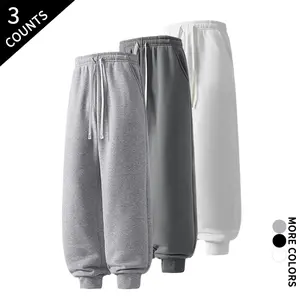 Men’s casual jogger sweatpants, 3-pack — classic black/gray three colors, loose athletic pants, long length, versatile for students, campus commuting, and everyday wear fathersdaygift