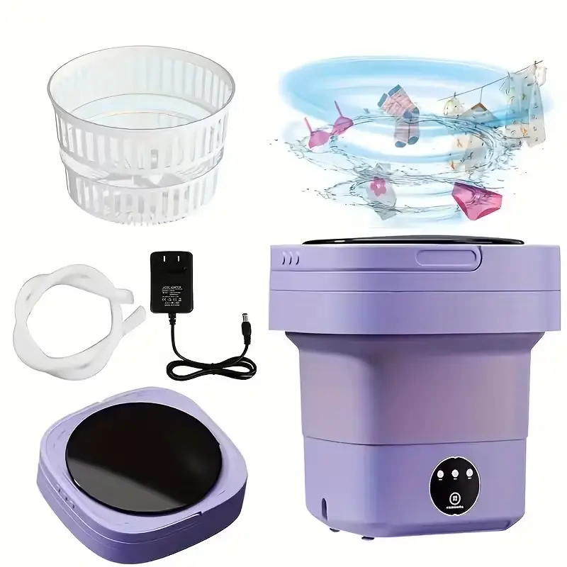 Portable washing machine, 8L upgraded mini washing machine, with rotating basket, foldable for cleaning underwear, baby clothes, socks and small items, suitable for apartments, dormitories, and campers