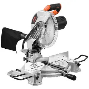 VEVOR Compound Miter Saw, 10-Inch Blade, 15 Amp Motor, 60-Tooth, Corded Single Bevel 0-45°, LED Precision Alignment, Angle Adjustable, Lightweight Cast Aluminum Base, for Wood, Composite Decking