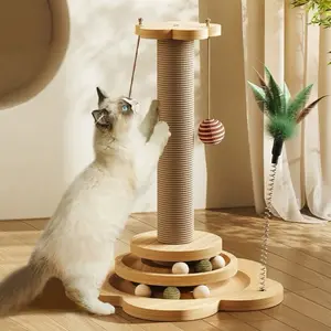 Cat Scratching Tower with Self-play Teaser Wand, 1 Box Cat Scratcher, Interactive Cat Teaser Toy, Pet Entertainment Supplies