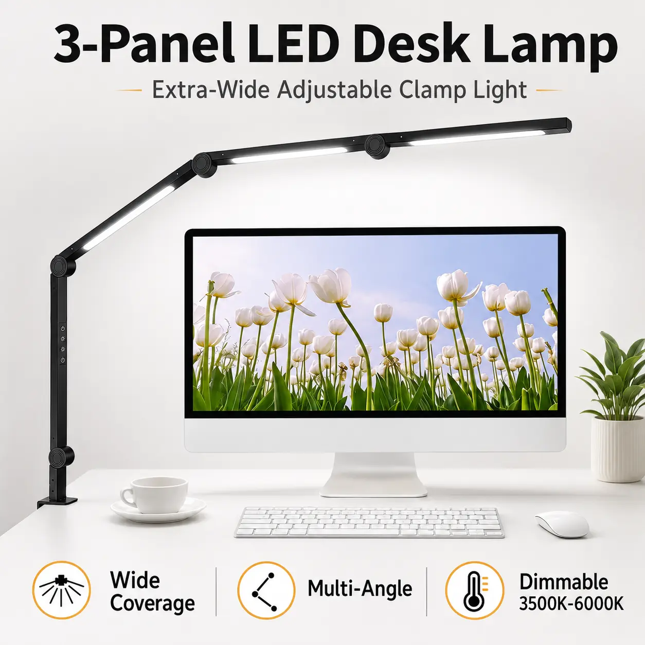 UOYGAO Compact Clamp-On Foldable LED Table Lamp - Adjustable Aluminum Bendable Swing Arm, 4 Modes, 5 Brightness Levels, Energy-Saving Eye-Care Mood Lighting for Home Office Setup, Indoor Use Dimmable Lighting Led Ambient Lighting, Table Lamps