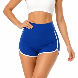 DREAM YOGA US Women’s High Waist Workout cheeky Shorts, Dolphin Hem Athletic Shorts with Contrast Trim, Stretchy Gym Running Yoga Shorts, Lightweight Summer Activewear for Fitness Lounge