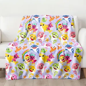 Shark Cartoon Kids Blanket, Soft Flannel Throw For Toddlers, Warm nap Blanket Lightweight Cozy Plush, Skin-Friendly And Warm,Children's Gifts