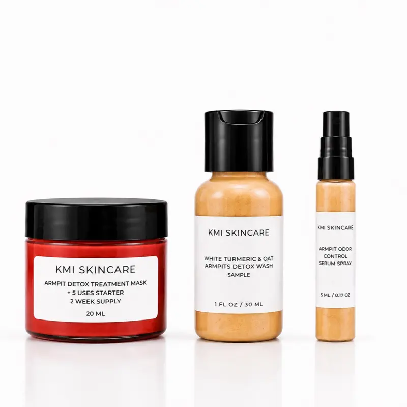 “Try Me First” Armpit Detox Sample Kit– Includes Detox Mask, Cleansing Body Wash, & Serum spray | Exfoliates, Removes Strong Musty Odor, Brightens Dark Underarms, Supports Longer-Lasting Freshness, Hydrates & Aids Skin Repair