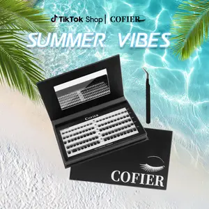【3-Short Fairy】Cofier No Glue Lash Kit Jelly-Coated Base Self Adhesive Individual Eyelashes Easy Makeup Application with Tweezers 80/100/160 Pcs for Salon-Like Results - Cosmetic #Summervibes