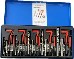 131PCS Metric\SAE Thread Repair Kit | HSS Drill Helicoil Set for M5 M6 M8 M10 M12 | Premium Automotive Engine Repair Tools