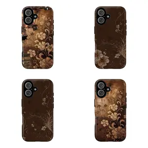 Vintage Dark Brown Floral Phone Casefor iPhone 16 15 14 13 12 11 17Pro Max,for Samsung S25 S24 S23 S22 Ultra,Gifts For Fans, Phone Accessories