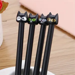 Cat Design Gel Pen, 4/8/12pcs Creative Cartoon Design Gel Pen, Writing Pen for Students & Office Use, Stationery Supplies, Cute Office Pen, Funny Teacher Pens