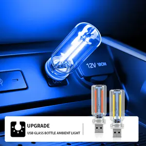 Car USB Night Light Touch Dimmable LED FilamentLamp Portable Lighting Plug and Play DecorativeAtmosphere Light for Car Bedroom