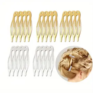 Metal Hair Comb, 2 Counts/set Hair Accessories for Women & Girls, Heatless Styling Tools for Home & Salon Use