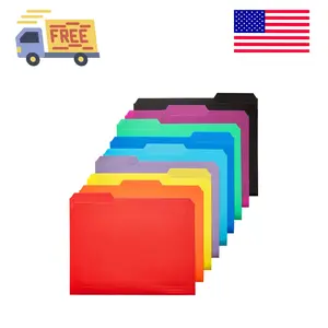 9 Pack Plastic Colored File Folders, Filing Folders for Letter Size