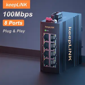 KeepLiNK KP-9000-45-8TXm Industrial 8-Port 10/100 Mbps Ethernet Switch | Rugged Metal Housing IP40 | DIN-Rail Mount | Wide Temperature Range