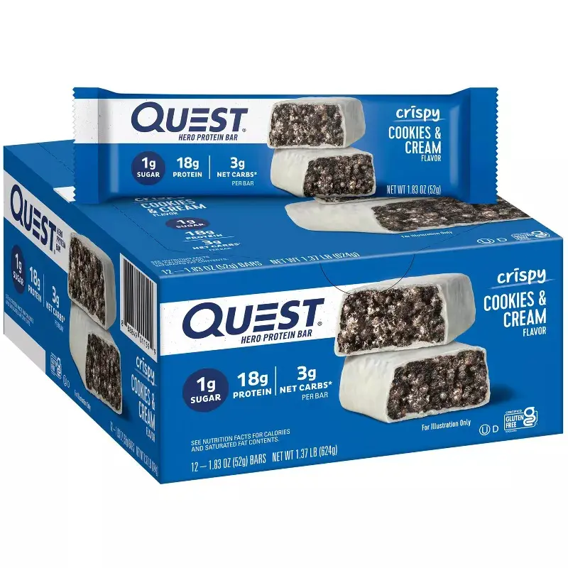 Quest Nutrition Hero High Protein Bar - Crispy Cookies & Cream Protein Candy Bar, High Protein Bars