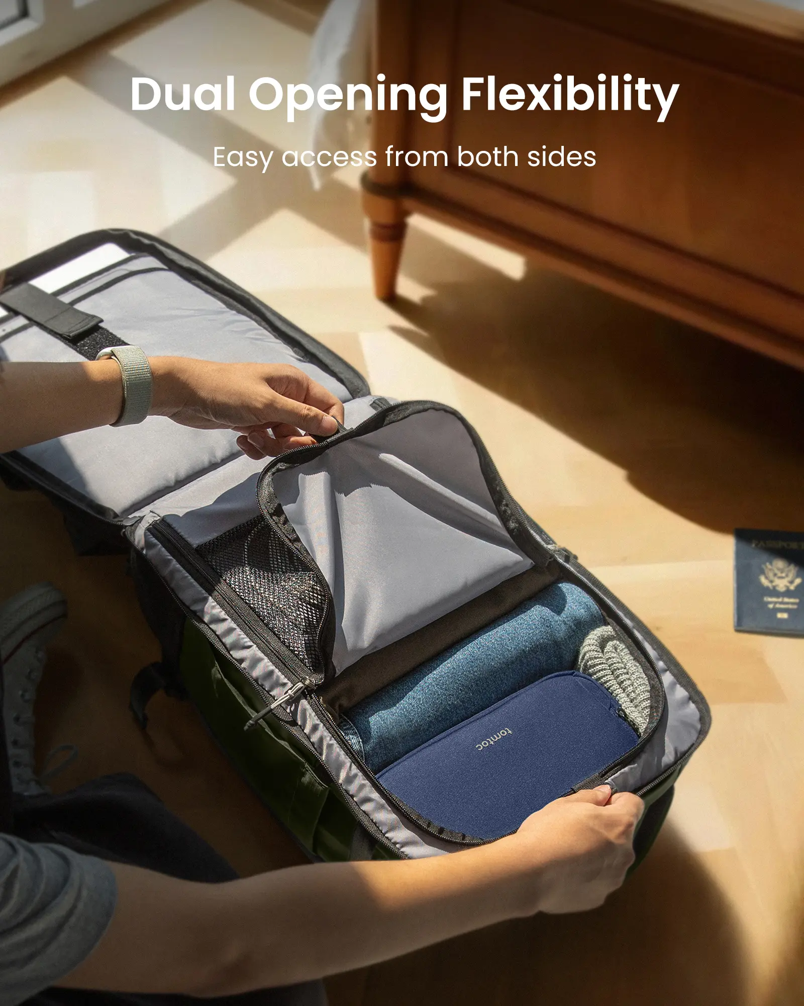 tomtoc Travel Backpack 40L, TSA Friendly Flight Approved Carry-on