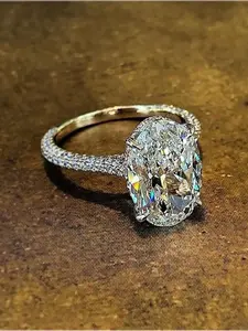 Elegant Oval Shaped Artificial Zircon Ring, Exquisite Trendy Engagement Ring, Fashionable Jewelry for Women, Ladies Fashion Jewelry Accessories for Party, Daily Clothing Decor, Artificial Gemstone Ring, Solitaire Ring