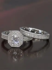 Women's Engagement Ring Set, Emerald Cut Ring, Luxury Sparkling Alloy Zirconia Decorations, Daily Wear, Wedding Anniversary Party Gift
