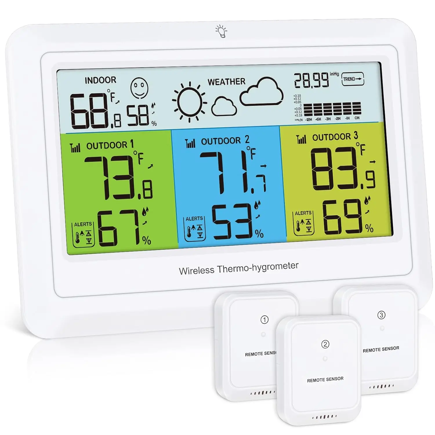 Weather Station  Indoor Outdoor with 3 Sensors,  Weather Stations Digital  Humidity for  with Alert, Barometer , Backlight, Forecast Station
