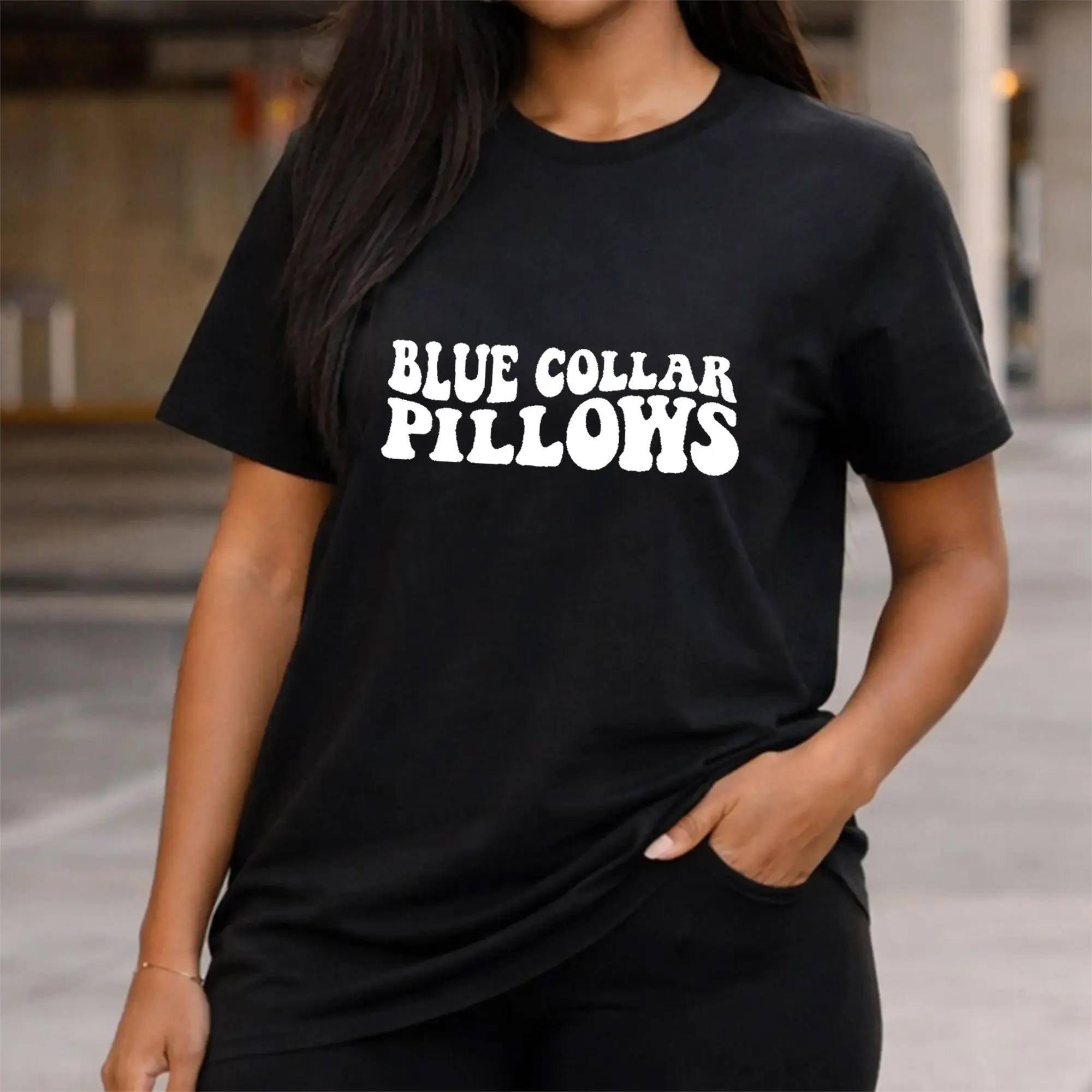 [100% Cotton] Blue Collar Pillows T-Shirt, Blue Collar Pillows Funny Graphic Tee, Working Class Humor Shirt, Tradesman Workwear Tshirt, Retro Work Quote Short Sleeve Oversized Tee, Funny Gift For Blue Collar Workers