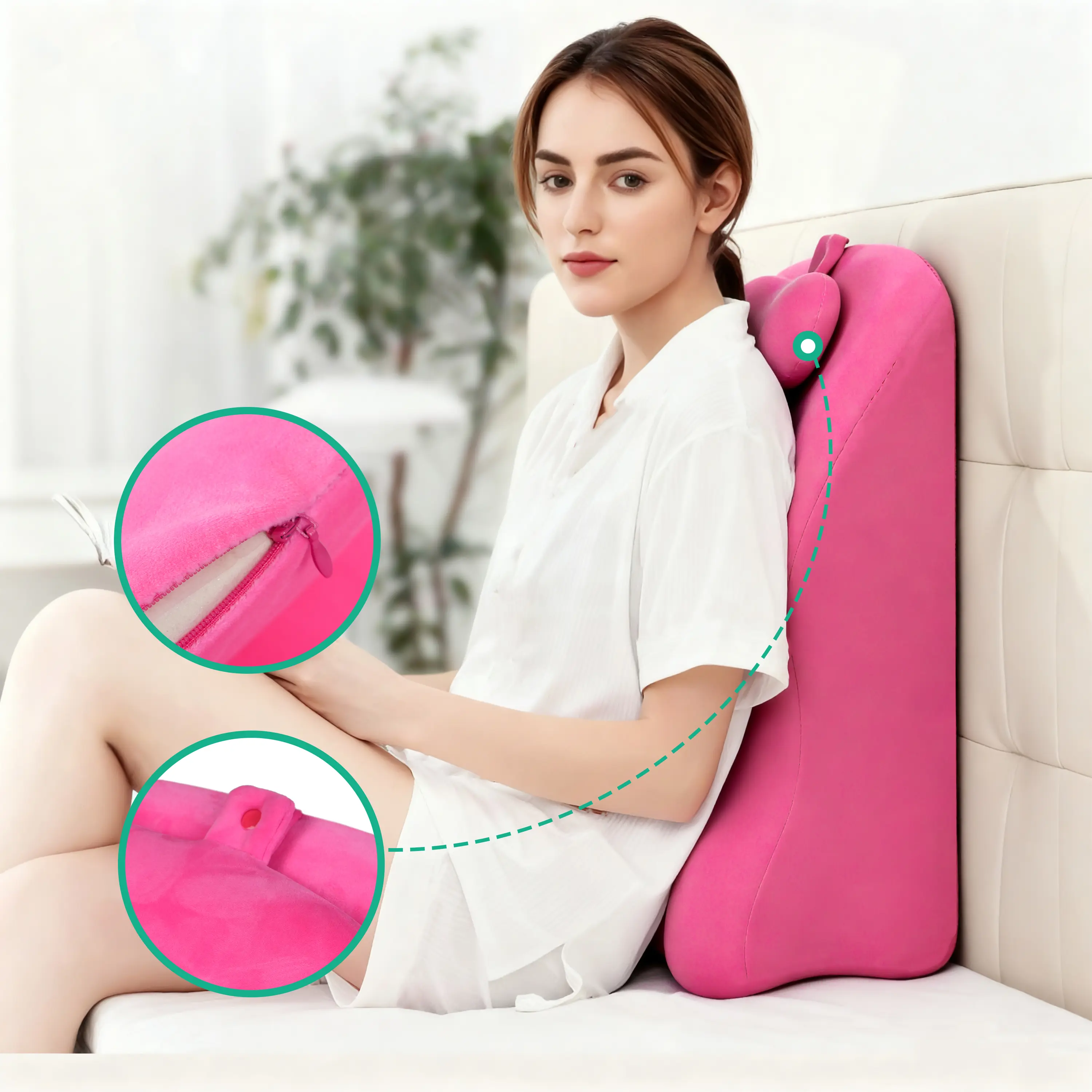 FANSACE Ergonomic Memory Foam Lumbar Support Pillow - 2-in-1 Reading Pillow with Removable Cover, Multi-Functional Wedge for Couch, Headboard Use, 2-In-1 Reading Pillows