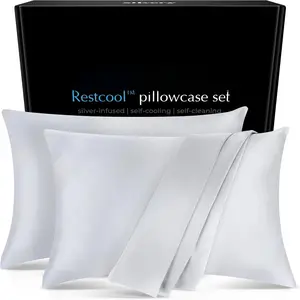 Restcool(TM)  Infused Cooling Pillowcase Set - 2 Pack Self-Cooling Pillowcases with  Technology(TM) for Hot Sleepers & Night Sweats (Gray,  (U.S. Standard))