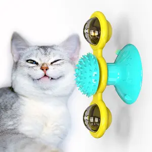 Interactive Cat Windmill Toy – Rotating Treat Dispenser & Self-Grooming Scratcher