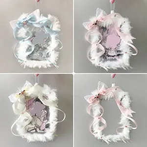 Adorable Plush Photo Card Holder with Chain, Cartoon Anime Collectible Display Case, Polaroid 3 Inch Photo Clip, Protective Card Sleeve