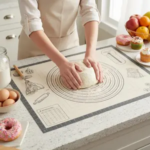 Silicone Baking Pastry Dough Mat - 26x16Inch Extra Large Cookie Bread Rolling Mats Sheet, Nonstick Kitchen Counter Kneading Board,Thick Reusable Pie Cookies Pizza Fondant Making Matt Measurement(Gray)