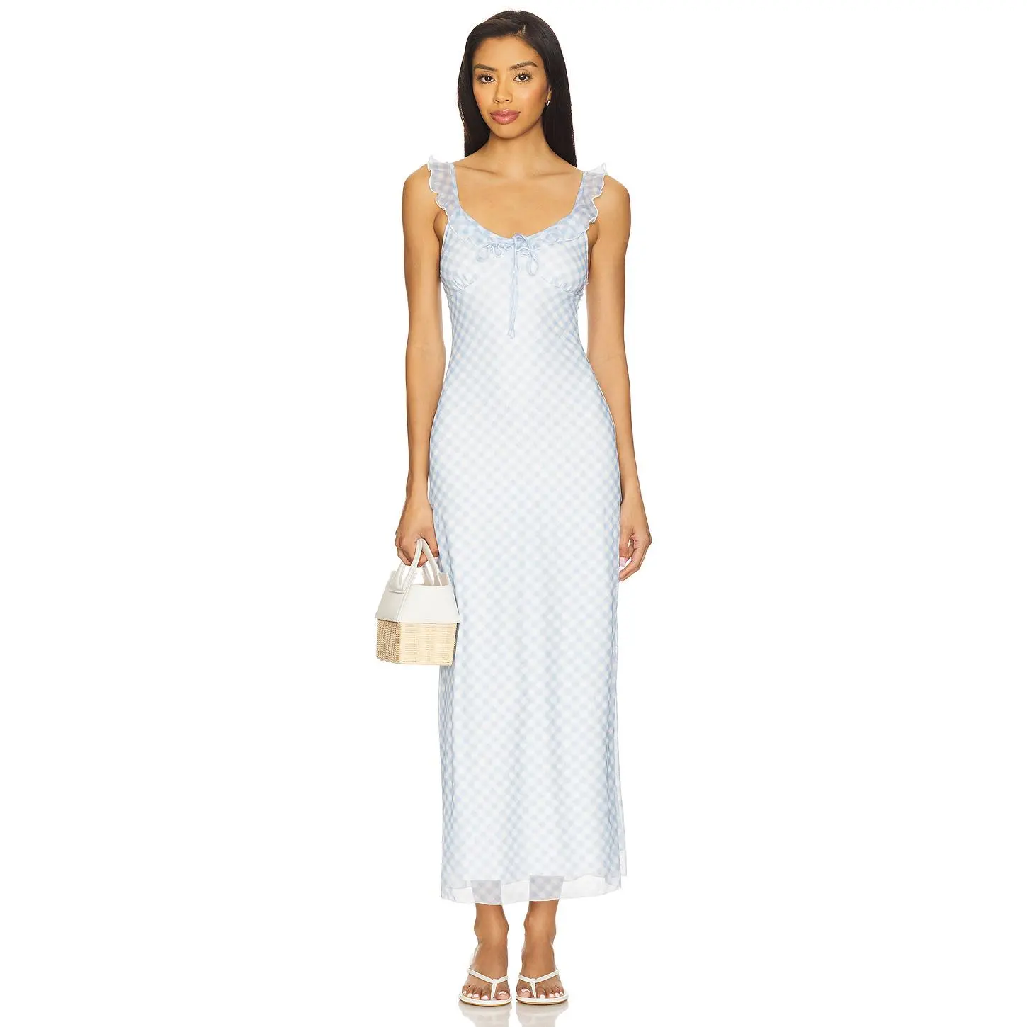 cherlee maxi dress in blue more to come Brylie Gingham Formal dress