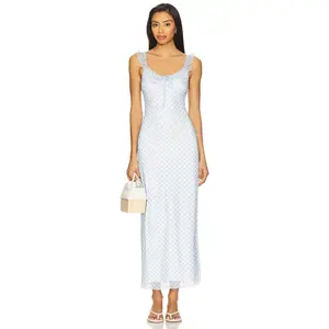 MORE TO COME Brylie Maxi Dress in Blue Gingham