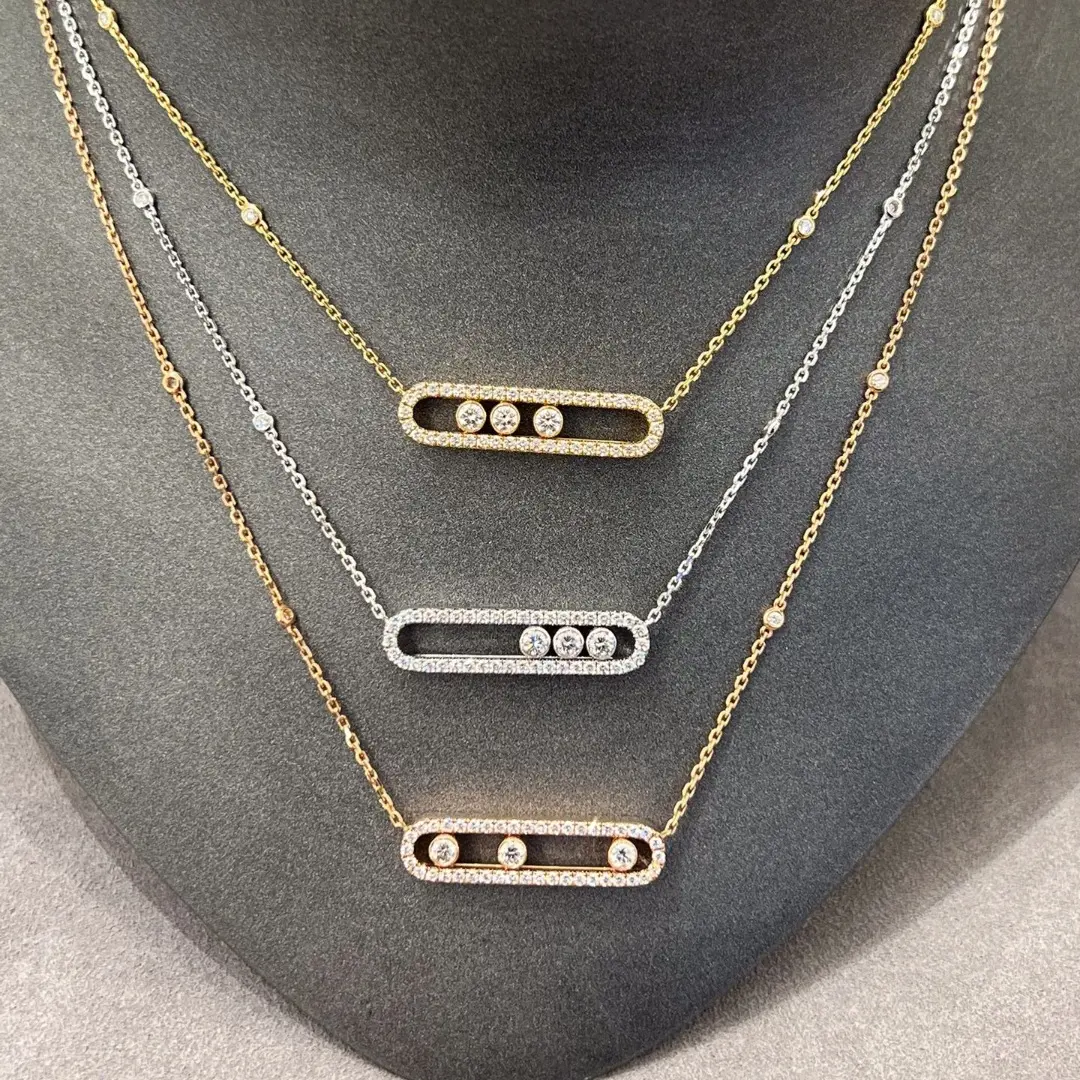 Necklaces For Women S925 Sterling Silver Three Diamond Moving Necklace Unique Personalized Jewelry Valentine's Day Gift