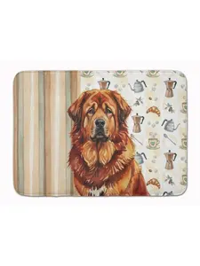 Carolines Treasures WDK7636RUG 19x27in Red Gold Tibetan Mastiff Animal-Inspired Art-Themed Cozy Cushioned Memory Foam Coffee Bar Kitchen Mat, Animal-Inspired Kitchen Rugs, Art-Themed Kitchen Rugs