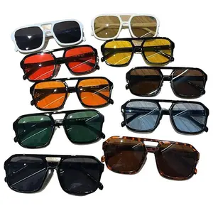 Square Sunglasses for Women & Men – Trendy Candy Color Double Bridge Retro Shades, UV400 Protection, Lightweight Personalized Eyewear for Summer Street Style, Travel & Daily Wear,summervibes