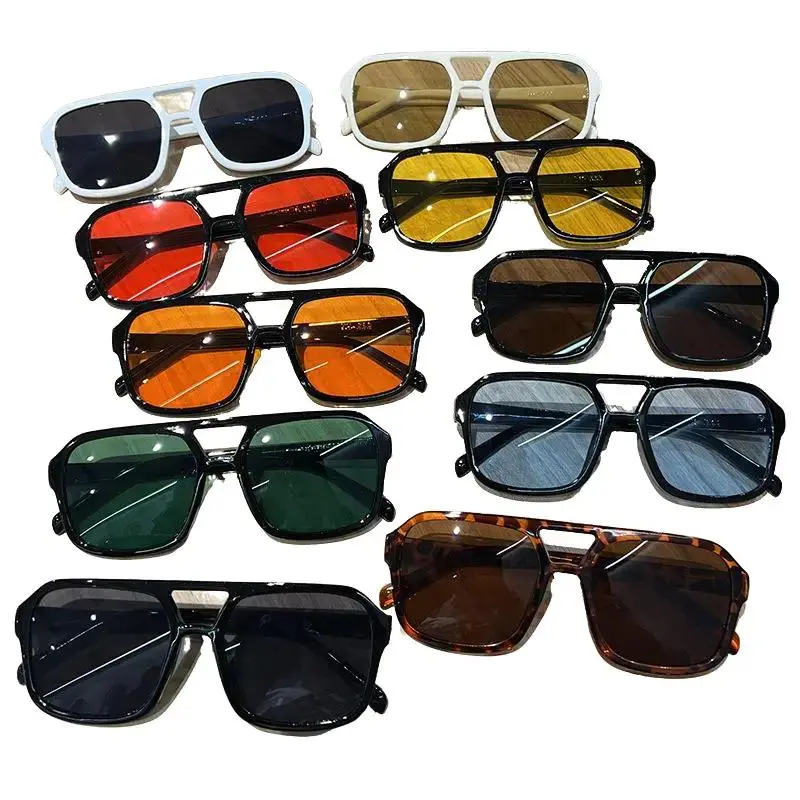 Square Sunglasses for Women & Men – Trendy Candy Color Double Bridge Retro Shades, UV400 Protection, Lightweight Personalized Eyewear for Summer Street Style, Travel & Daily Wear, Men's Sunglasses, Anti-Uv Women's Sunglasses