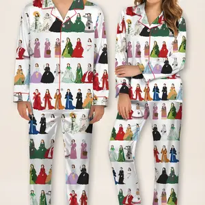 Scarlett O'Hara Dress Print Pajama Set, Vintage Gone With the Wind Sleepwear, Long Sleeve Satin PJs, Classic Movie Fan Gift outdoorfun