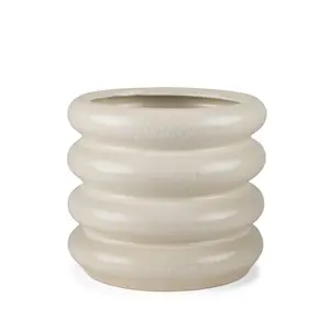 HomeRoots 608340 12 in. Cream Cylinder Ceramic Table Vase