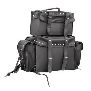 NightCruiser - Leather PVC Large 4 Piece Motorcycle Touring Tail Bag