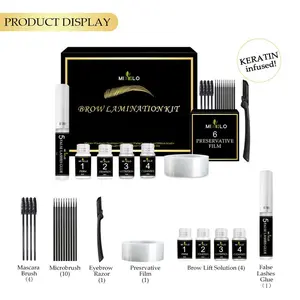 Professional Eyelash Perming & Eyebrow Tinting Kit, 1 Box Mascara Brush & Microbrush & Preservative Film & Brow Lift Solution & False Lashes Glue Combo, Eyebrow Styling Kit