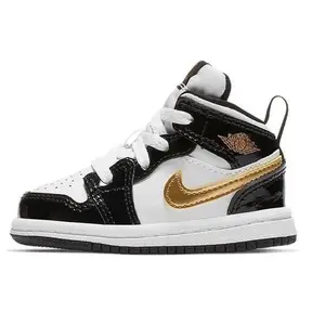 Toddler's Jordan 1 Mid SE Black/Metallic Gold-White (BQ6933 007)