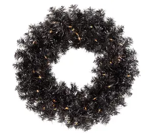 Northlight Prelit Halloween Tinsel Wreath with 24 Clear Lights