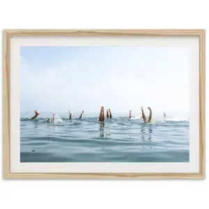 Fine Art Coastal Print - Framed Vintage Beach Photography, Swimmers, Muted Coastal Decor, Retro Beach Print, Coastal Grandmother Wall Art