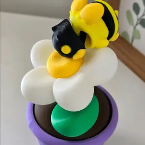 Articulated Bee and Flower Pot Figurine Combo Decor Lover