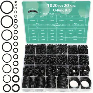 1,020 Pcs Nitrile Rubber O-Ring Kit Buna-N 65A, 20 Sizes Rubber Gasket Seal Set, Round Washer Assortment for Pressure Washers, Gas, Fuel & Oil Sealing Replacement Gaskets