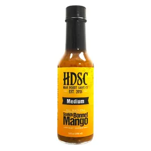High Desert Sauce Co LLC HDSC Medium Scotch Bonnet Mango Caribbean Style Hot Sauce Sweet and Savory Flavor Vinegar 5 oz Natural Dip