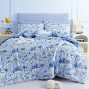 Comforter Sets for Boys 6 count Dinosaur Blue Bedding Set for Teens Soft Microfiber  Bed in A Bag with Comforter, Sheet Set, Shams and Decorative  Pillow All Season