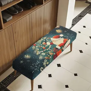 Snowman Dining Bench Cover Washable Rectangle Chair Seat Covers with Christmas Design Pattern,Non Slip Bench Seat Cover with Elastic Band for Dining Room Living Room Bedroom Home Decor